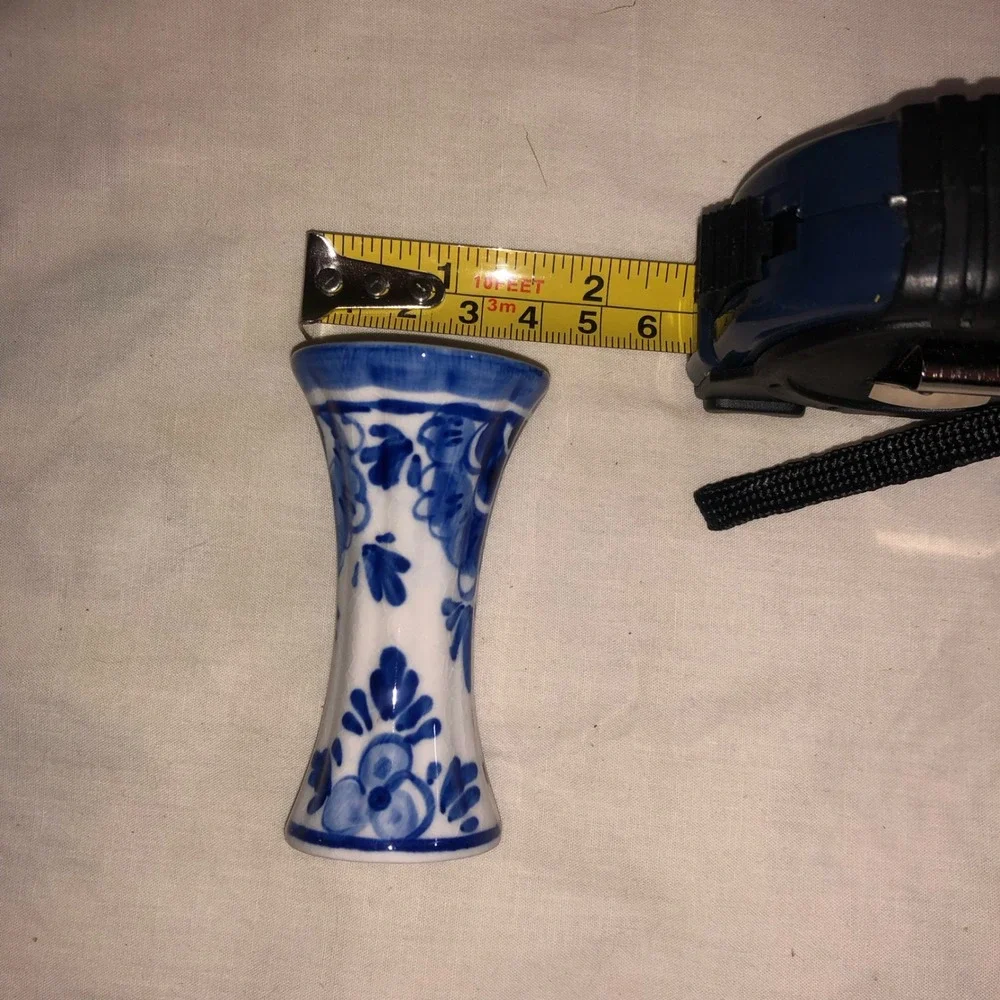Hand Painted Delfts Blauw Mini Vase Blue White Floral Ceramic Bud Vase 3.25 inch